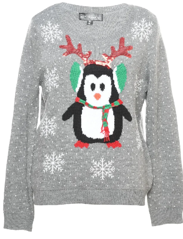 Grey Christmas Jumper - XL Terry Blend Velvet Blend Canvas Blend
