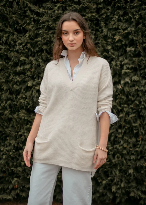 Julie Jumper – Vanilla Collared Crew Neck Turtle Neck