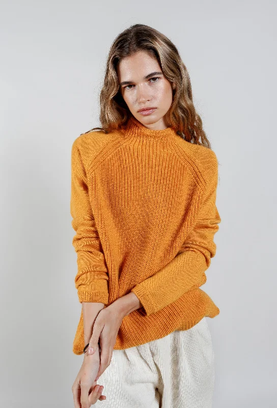 KATTY - Fine Merino Wool Jumper Mustard Fitted Loose Oversized