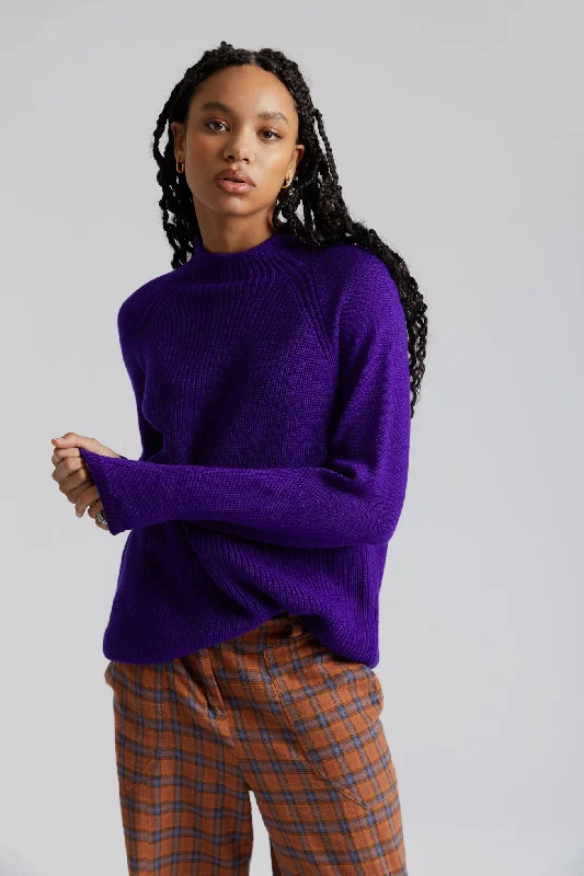 KATTY - Fine Merino Wool Jumper Ultraviolet Ribbed Striped Patterned