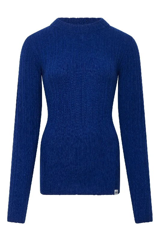 LUCKY Wool Blend Jumper - Navy Open Front Closed Front Wrap Front