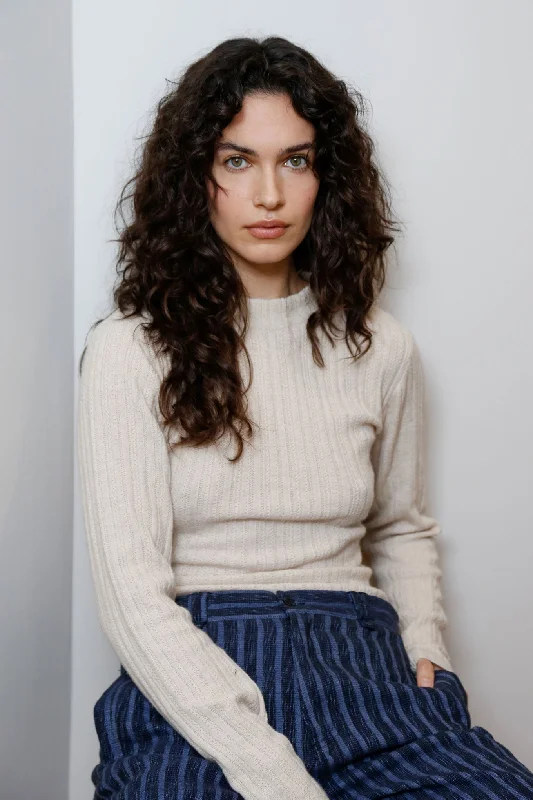 LUCKY Wool Blend Jumper - Sand Hooded Sweater Collared Sweater Shawl Collar