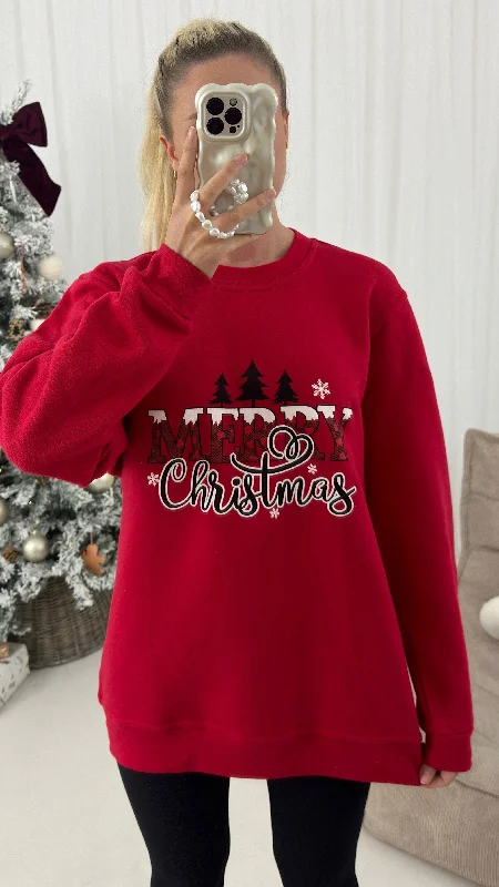 Merry Christmas Tree Slogan Jumper Bright Pastel Dark