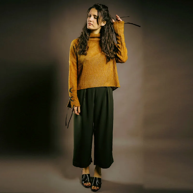 Mustard Knitted Jumper Fleece Sweater Nylon Polyester
