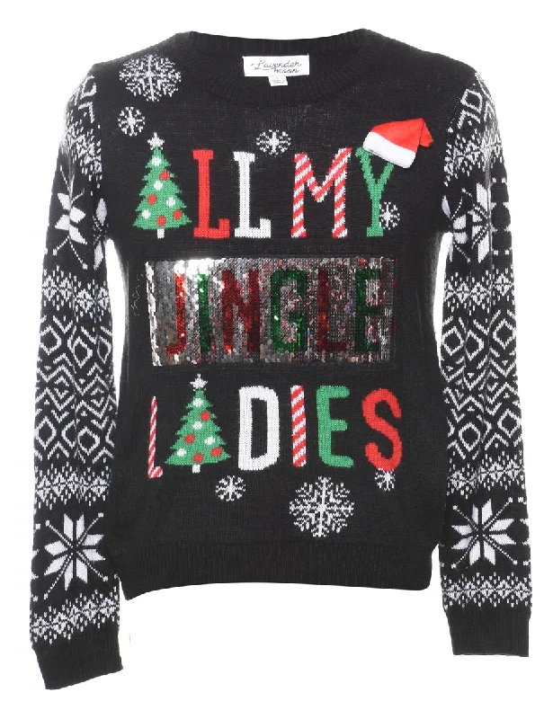 Nordic Sequins Christmas Jumper - M Mesh Fabric Canvas Fabric Denim Fabric