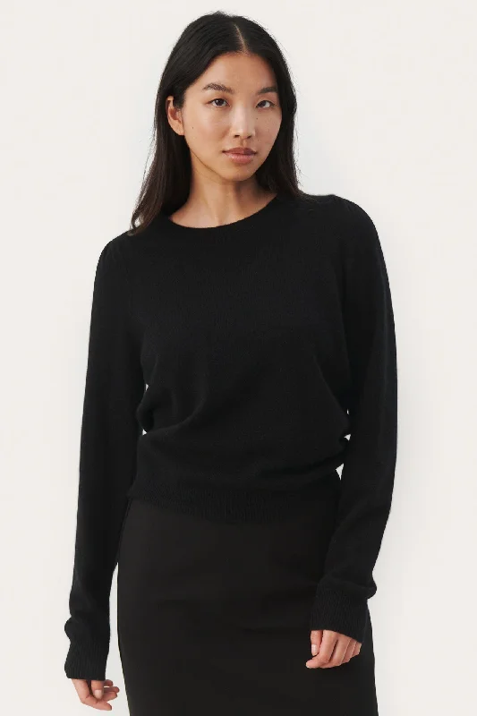 Part Two 30307337 EvinaPW Jumper Black Glossy Satin Silk