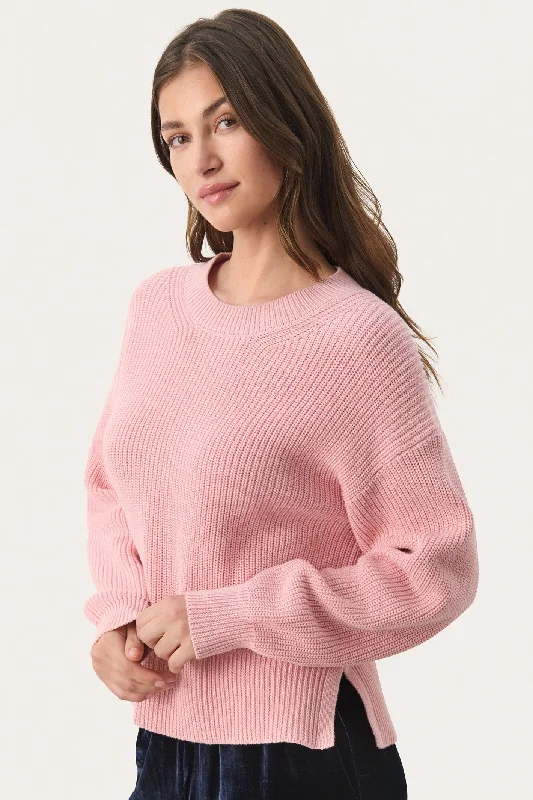 Part Two 30309012 LumaOW Ribbed Jumper Silver Pink Welt Pockets Slit Pockets Flap Pockets Part Two 30309012 LumaOW Ribbed Jumper Silver Pink Welt Pockets Slit Pockets Flap Pockets