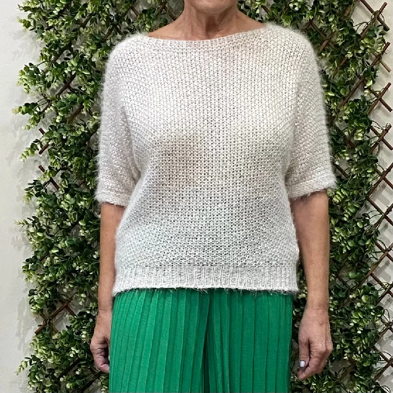 Plain Fluffy Sequin Round Neck Jumper (5 Colours) Fitted Slim Tailored