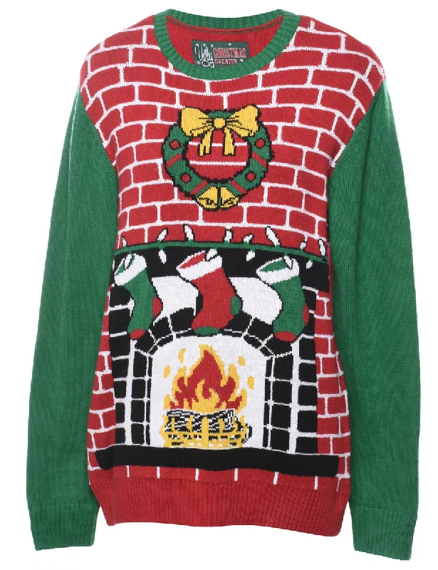 Red Christmas Jumper - S Zippered Buttoned Snapped