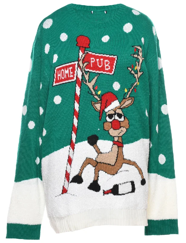 Reindeer Christmas Jumper - L Nylon Fabric Polyester Fabric Spandex Fabric