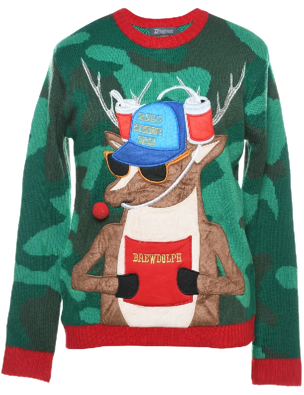Reindeer Christmas Jumper - S Lace Blend Ribbed Blend Corduroy Blend
