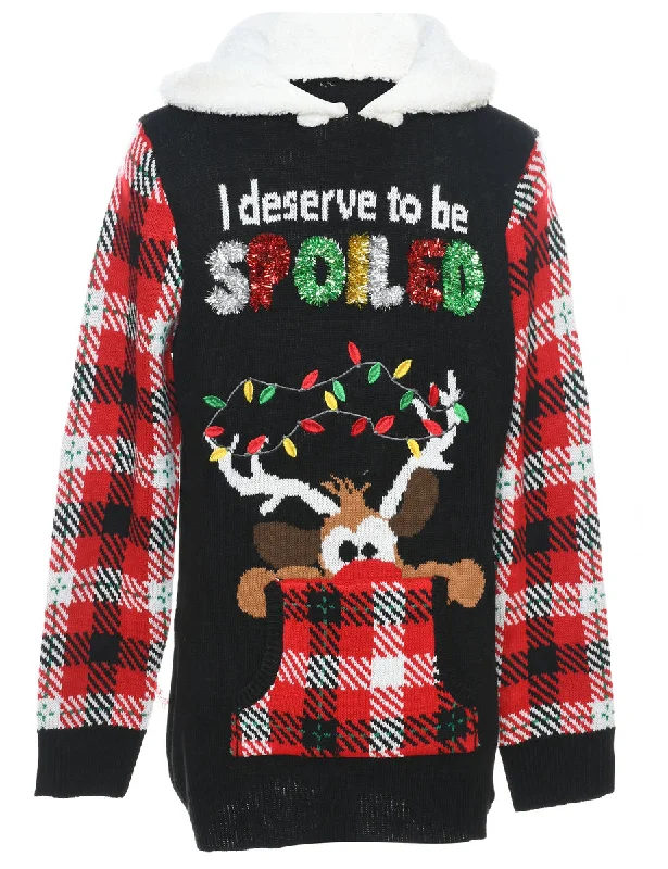 Reindeer Design Festive Christmas Jumper - L Layered Multi-layer Single Layer