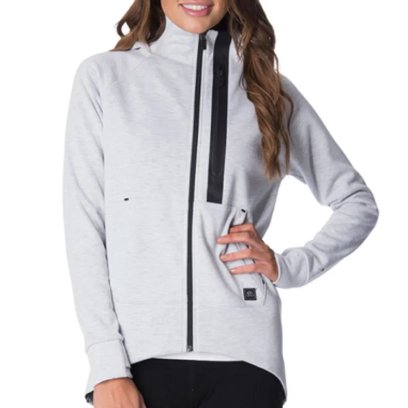 Rip Curl Anti-Series Flux Zip Through Jumper - Light Grey Heather Seamless Knitted Crochet