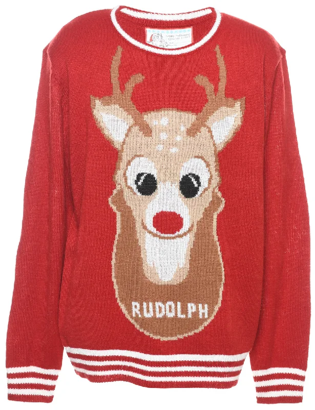 Rudolph Christmas Jumper - XL Fitted Loose Oversized