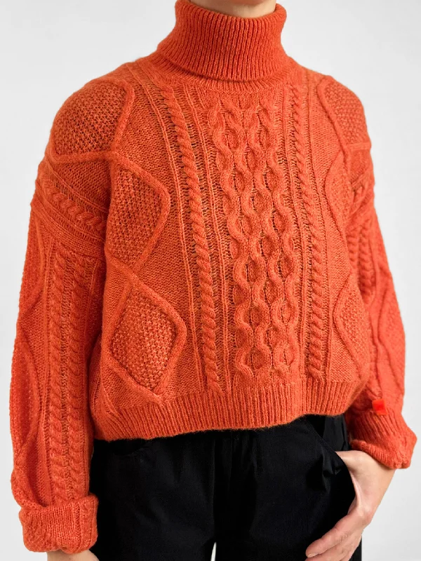 Saffira Orange Cable Knit Jumper Nylon Fabric Polyester Fabric Spandex Fabric