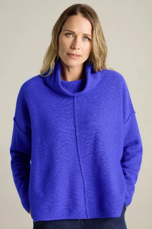 Sahara GOK6033-EFM Cobalt Cashmere Blend Yarn Cowl Neck Jumper Fleece Fabric Down Fabric Feather Fabric