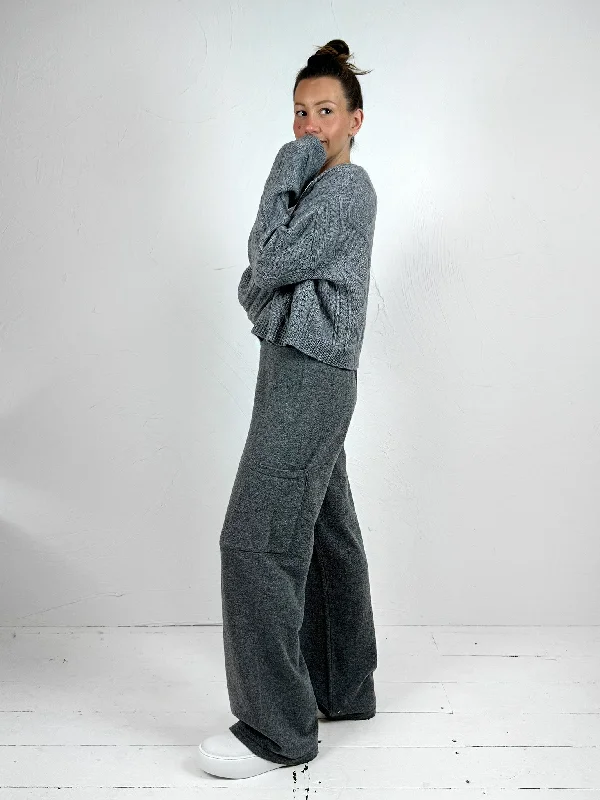 Saida Cropped Cable Knit Jumper Spandex Blend Rayon Blend Denim Blend