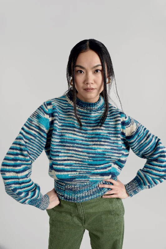 SANG Handknit Wool Jumper - Blue Satin Fabric Silk Fabric Chiffon Fabric