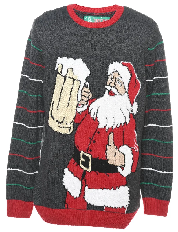 Santa Claus Christmas Jumper - L Knit Fabric Woven Fabric Fleece Fabric