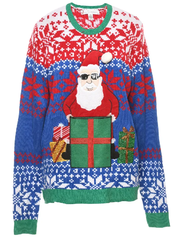 Santa Claus Christmas Jumper - L Satin Fabric Silk Fabric Chiffon Fabric