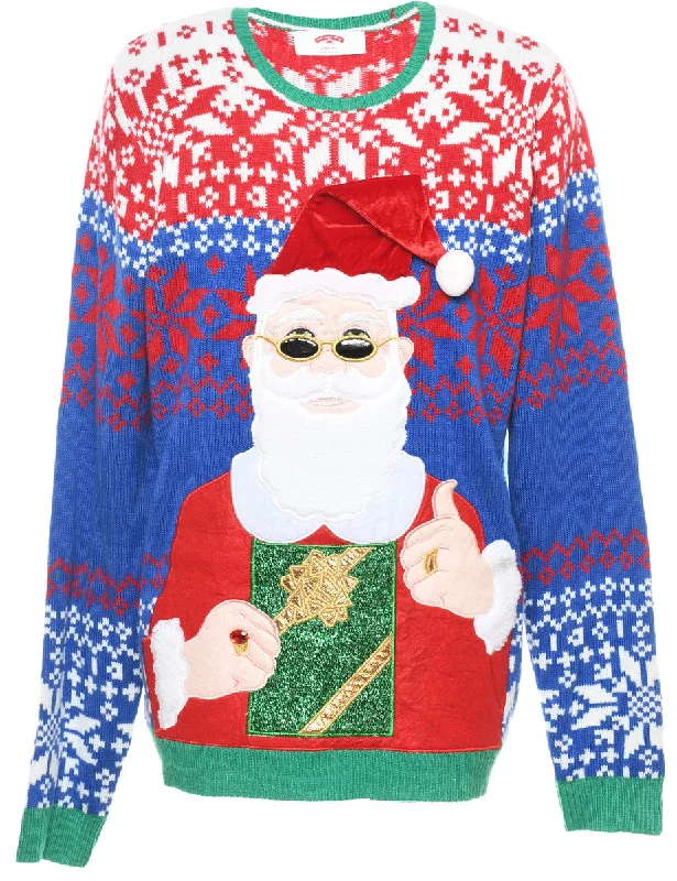 Santa Claus Christmas Jumper - L Cotton Fabric Linen Fabric Terry Fabric