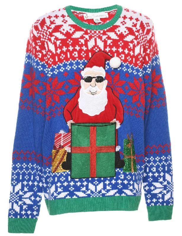 Santa Claus Christmas Jumper - L Slim Fit Regular Fit Oversized