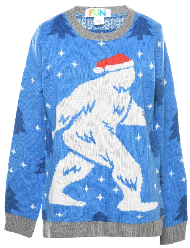 Santa Claus Christmas Jumper - M Knit Fabric Woven Fabric Fleece Fabric