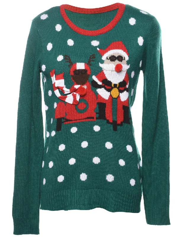 Santa Claus  Christmas Jumper - M Fleece Fabric Down Fabric Feather Fabric
