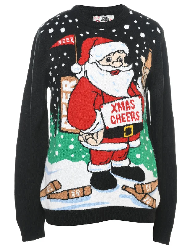 Santa Claus Christmas Jumper - M Long Sweater Short Sweater Cropped Sweater