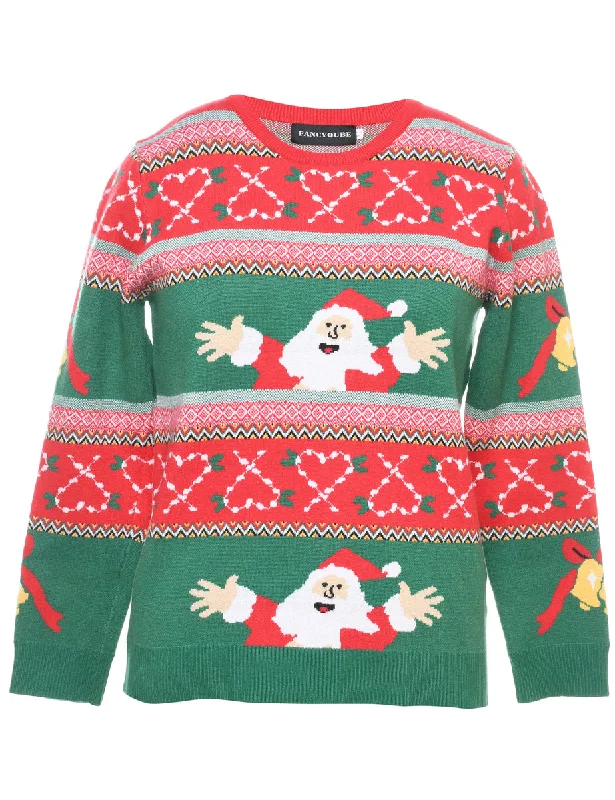 Santa Claus Christmas Jumper - S Open Front Closed Front Wrap Front