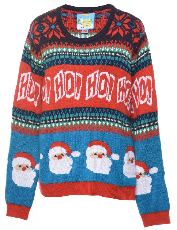 Santa Claus  Christmas Jumper - XL Cashmere Blend Cotton Blend Poly Blend