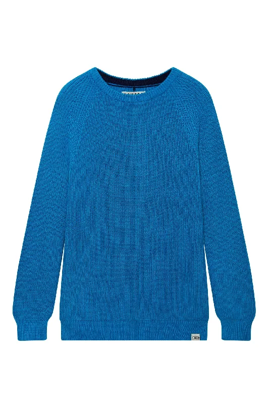 SERGIO - Womens Organic Cotton Jumper French Blue Transparent Opaque Sheer