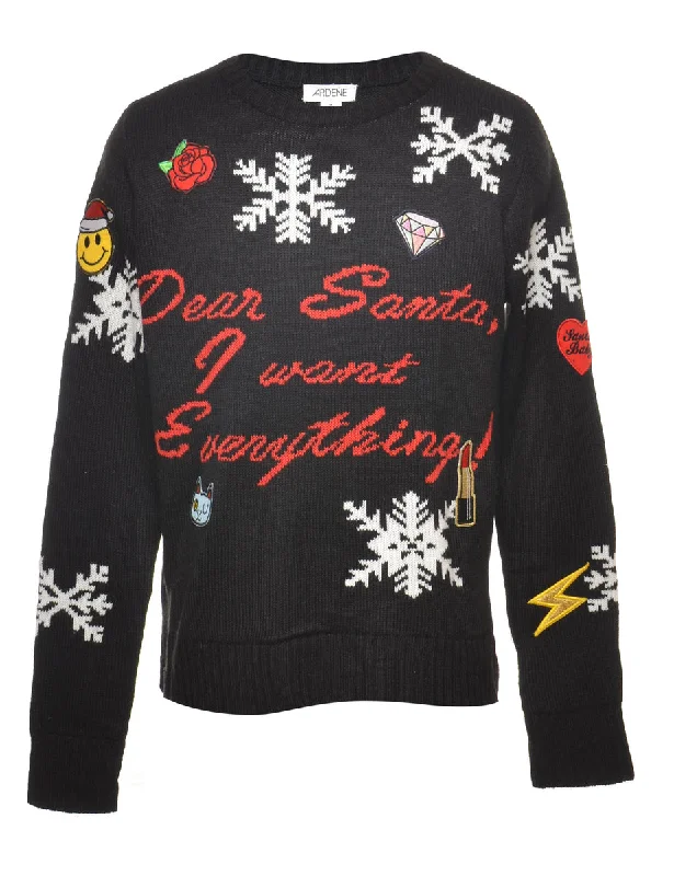 Snowfall Design Christmas Jumper - M Satin Fabric Silk Fabric Chiffon Fabric