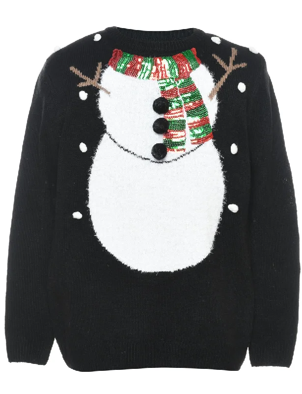 Snowman Christmas Jumper - M Lightweight Heavyweight Midweight
