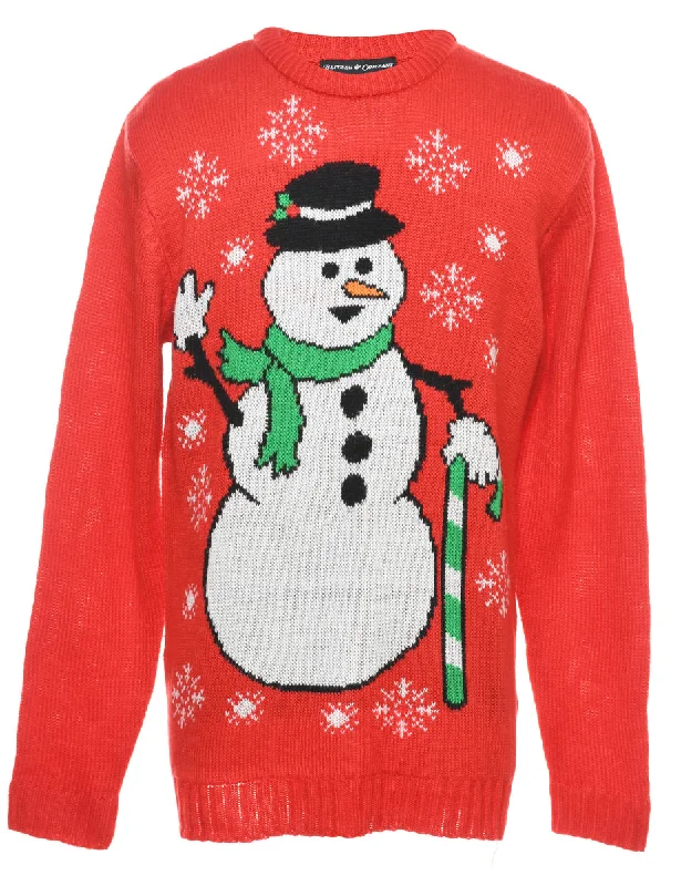 Snowman Christmas Jumper - M Stretchy Elastic Breathable