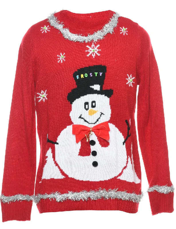 Snowman Christmas Jumper - M Nylon Fabric Polyester Fabric Spandex Fabric