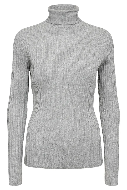 Soya Concept 33043-20 99470-8A SC-Dollie 483 Jumper Medium Grey Melange Open Front Closed Front Wrap Front