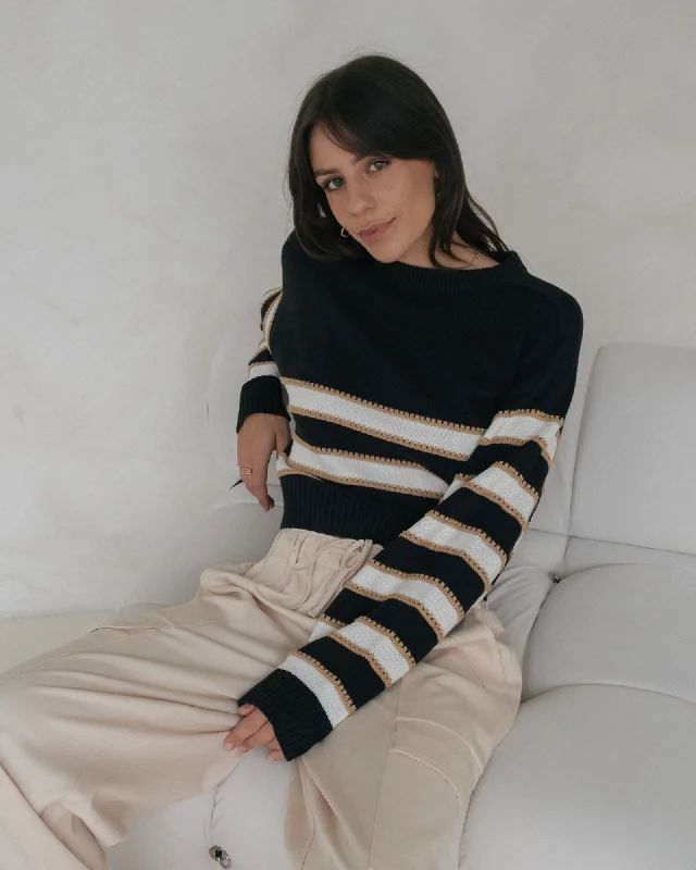 Spain Jumper - Black Collared Crew Neck Turtle Neck