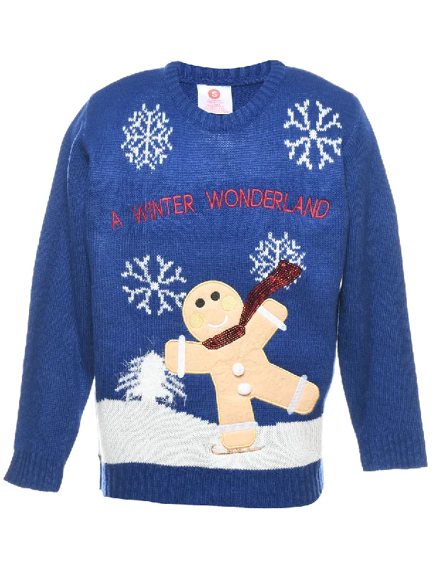Teddy Bear Print Christmas Jumper - S Faux Fur Fabric Real Fur Fabric Shearling Fabric