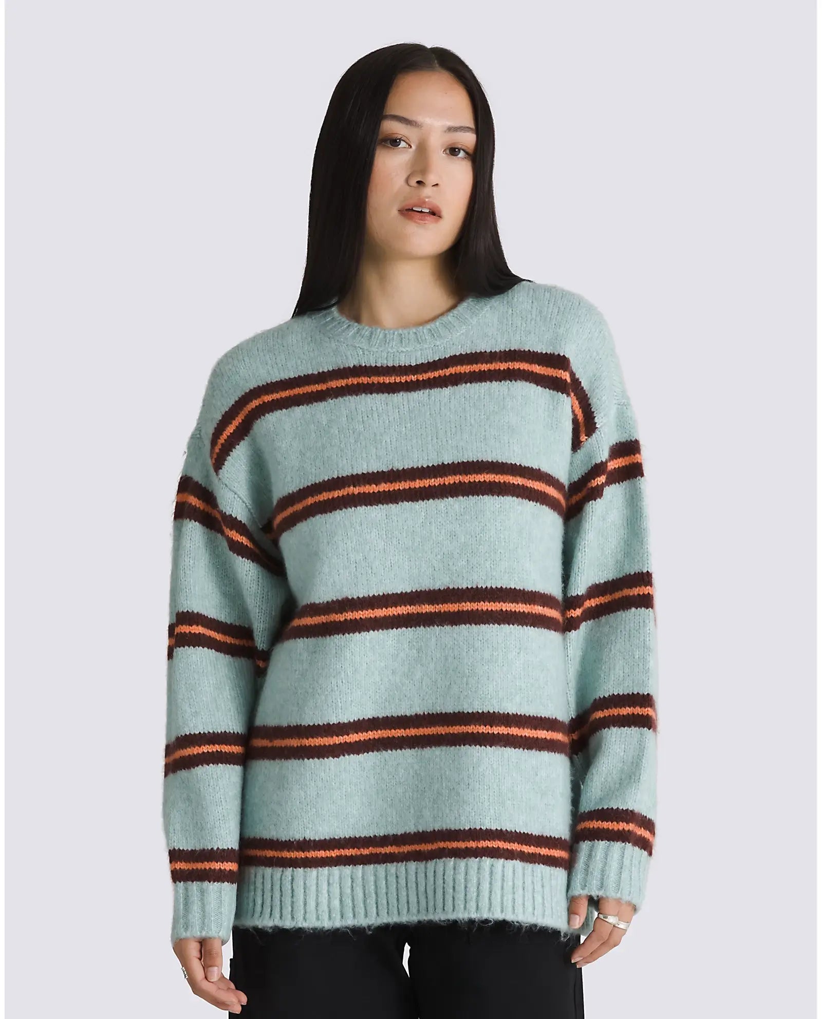 Suzie Stripe Jumper in Grey Mist Plaid Sweater Polka Dot Checkered