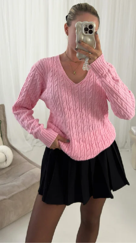 Vera V Neck Long Sleeved  Ribbed Jumper Top Modern Contemporary Chic