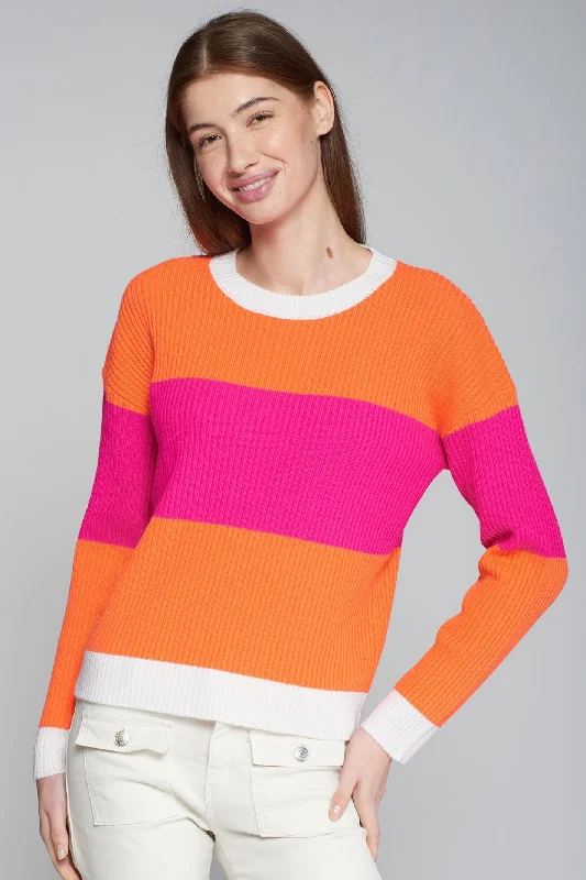 Vilagallo 31532 Colour Block Ribbed Jumper Orange Pink Striped Floral Plaid