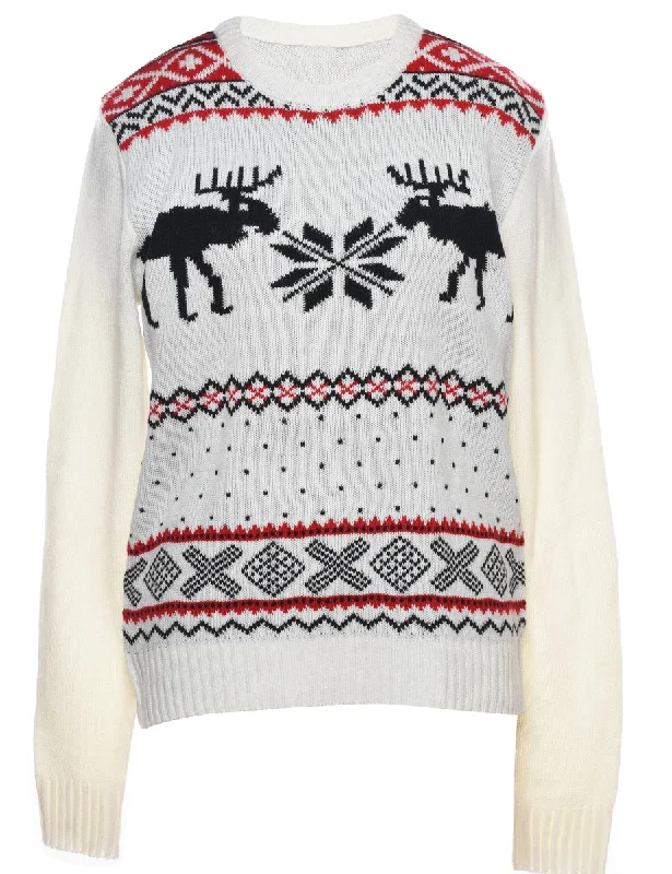 White Jumper - M Boxy Sweater Fitted Sweater A-Line