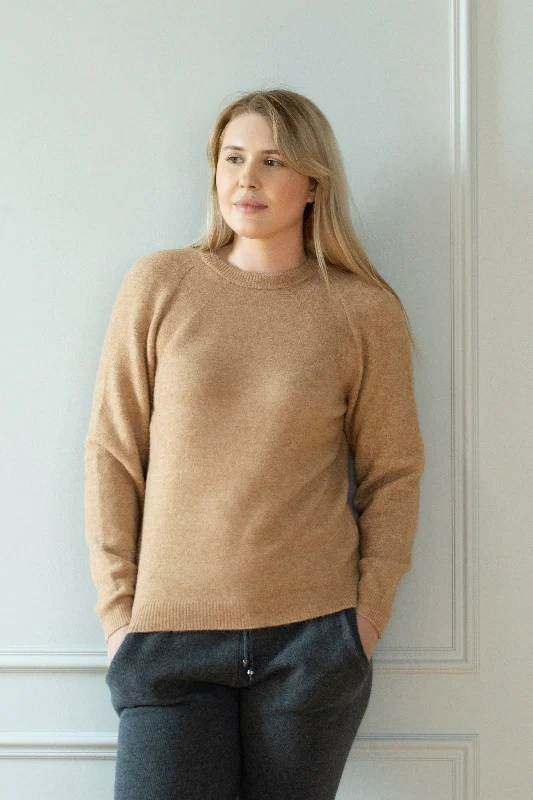 Women Knitted jumper beige Fleece Sweater Nylon Polyester