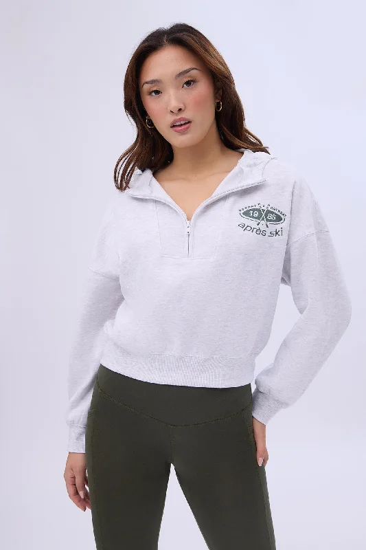Mock Neck Half-Zip Hooded Sweatshirt Hoodie with Fur Luxurious Winter