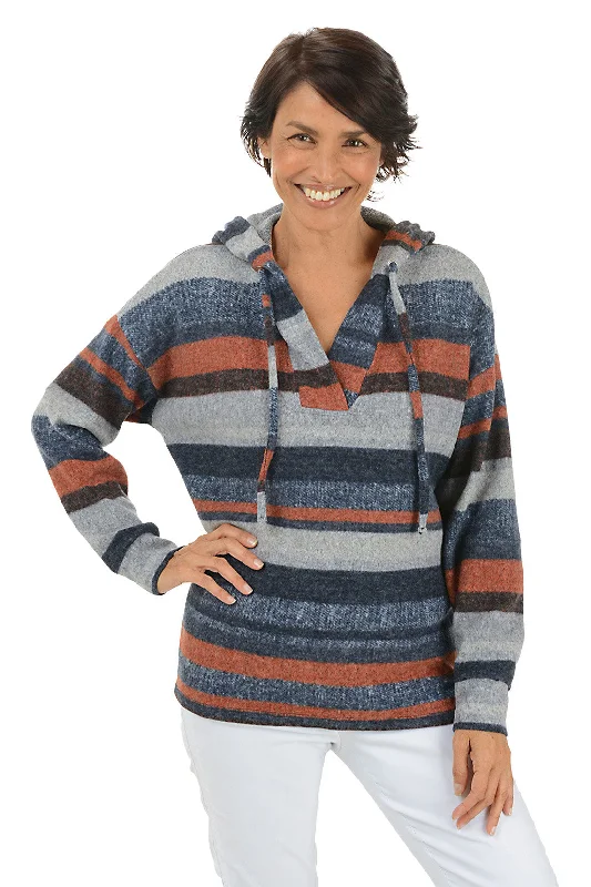 Night Sky Striped Fleecy Hoodie Hoodie with Hem Lace Feminine Delicate