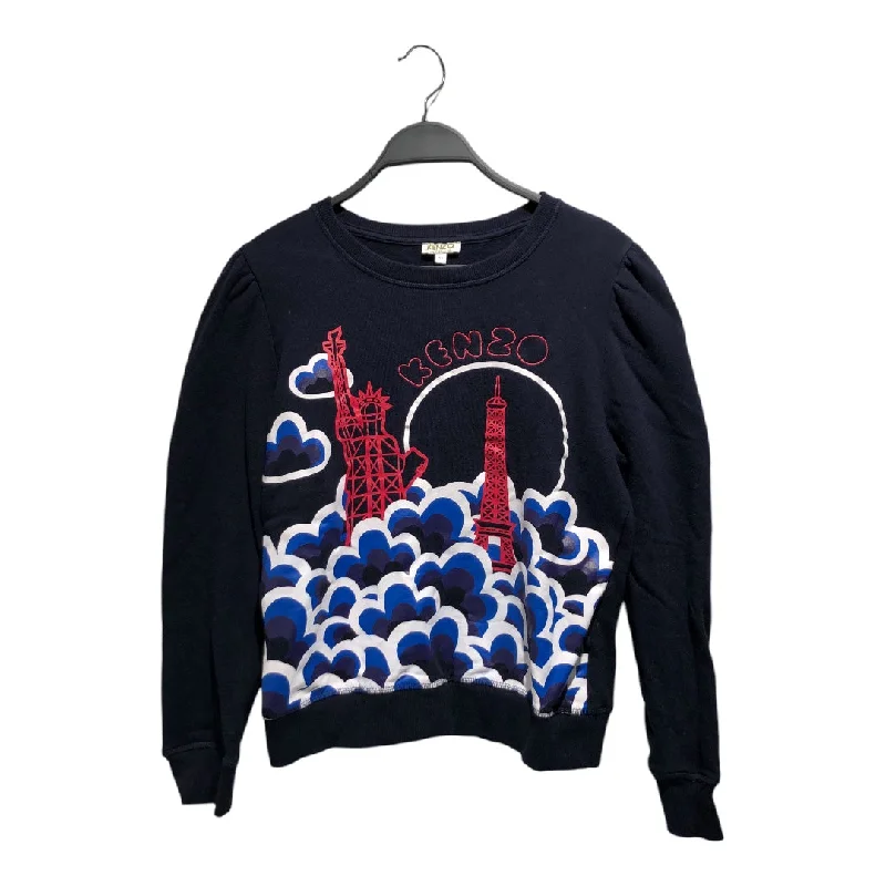KENZO/Sweatshirt/XS/Graphic/Cotton/NVY/ Hoodie with Slim Fit Tailored Modern