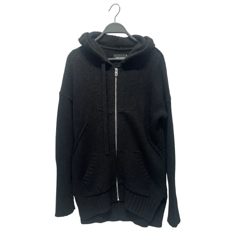 Zadig&Voltaire/Zip Up Hoodie/XS/Wool/BLK/je m'en fous Hoodie with Double Zipper Versatile Adjustable Zadig&Voltaire/Zip Up Hoodie/XS/Wool/BLK/je m'en fous Hoodie with Double Zipper Versatile Adjustable