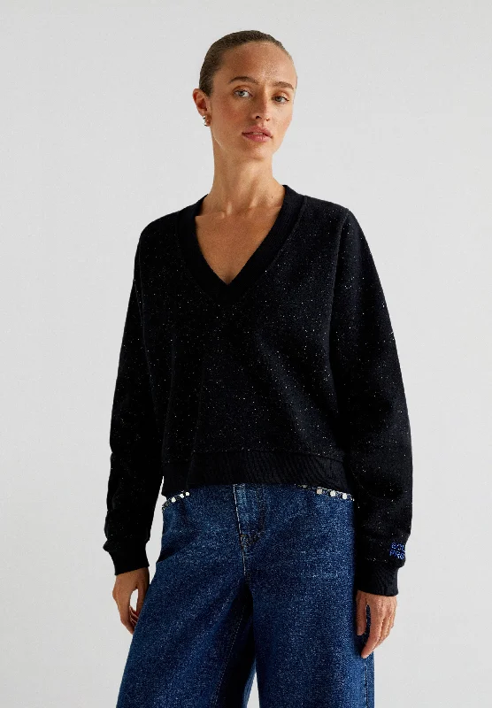 SWEATSHIRT WITH LUREX DETAILS Hoodie with Mesh Breathable Sporty