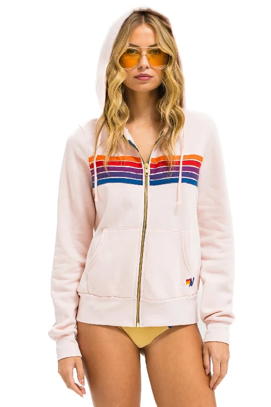 5 STRIPE HOODIE - LIGHT PINK // PURPLE // ORANGE Hoodie with Mesh Breathable Sporty